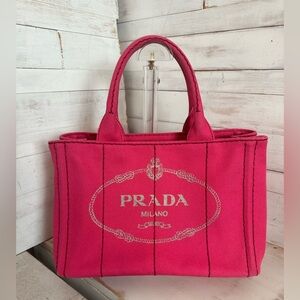 Prada Pink Canapa Canvas Mini Tote Bag